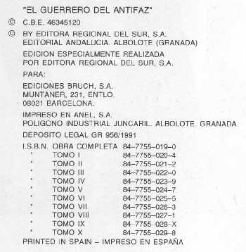 EL GUERRERO DEL ANTIFAZ. EDITORIAL ANDALUCIA