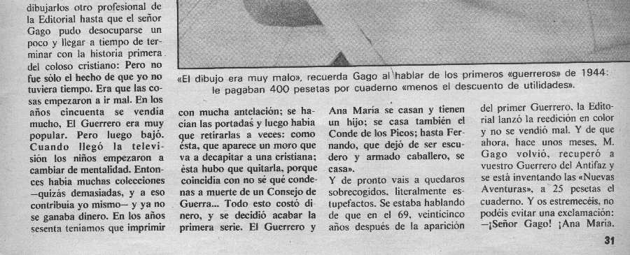 EL GUERRERO DEL ANTIFAZ EN LA GACETA ILUSTRADA 18-01-1981