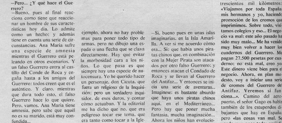 EL GUERRERO DEL ANTIFAZ EN LA GACETA ILUSTRADA 18-01-1981